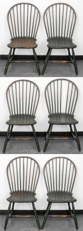 GREEN PAINTED WINDSOR CHAIRS,