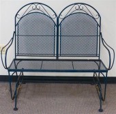 GREEN PAINTED WROUGHT IRON DOU