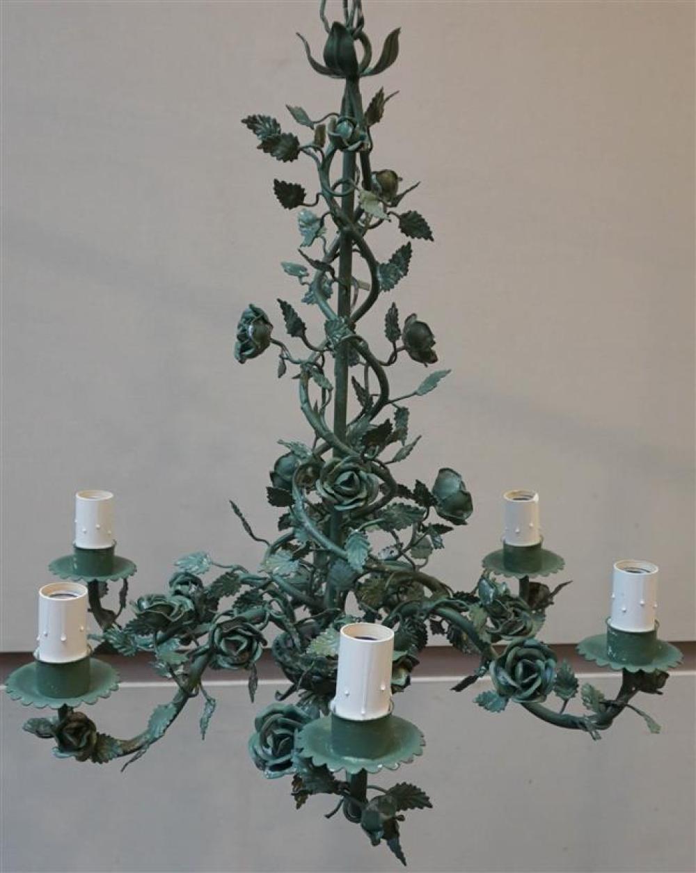 GREEN PAINTED WROUGHT IRON SIX