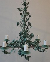 GREEN PAINTED WROUGHT IRON SIX