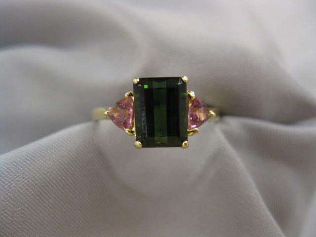 Green & Pink Tourmaline Ring