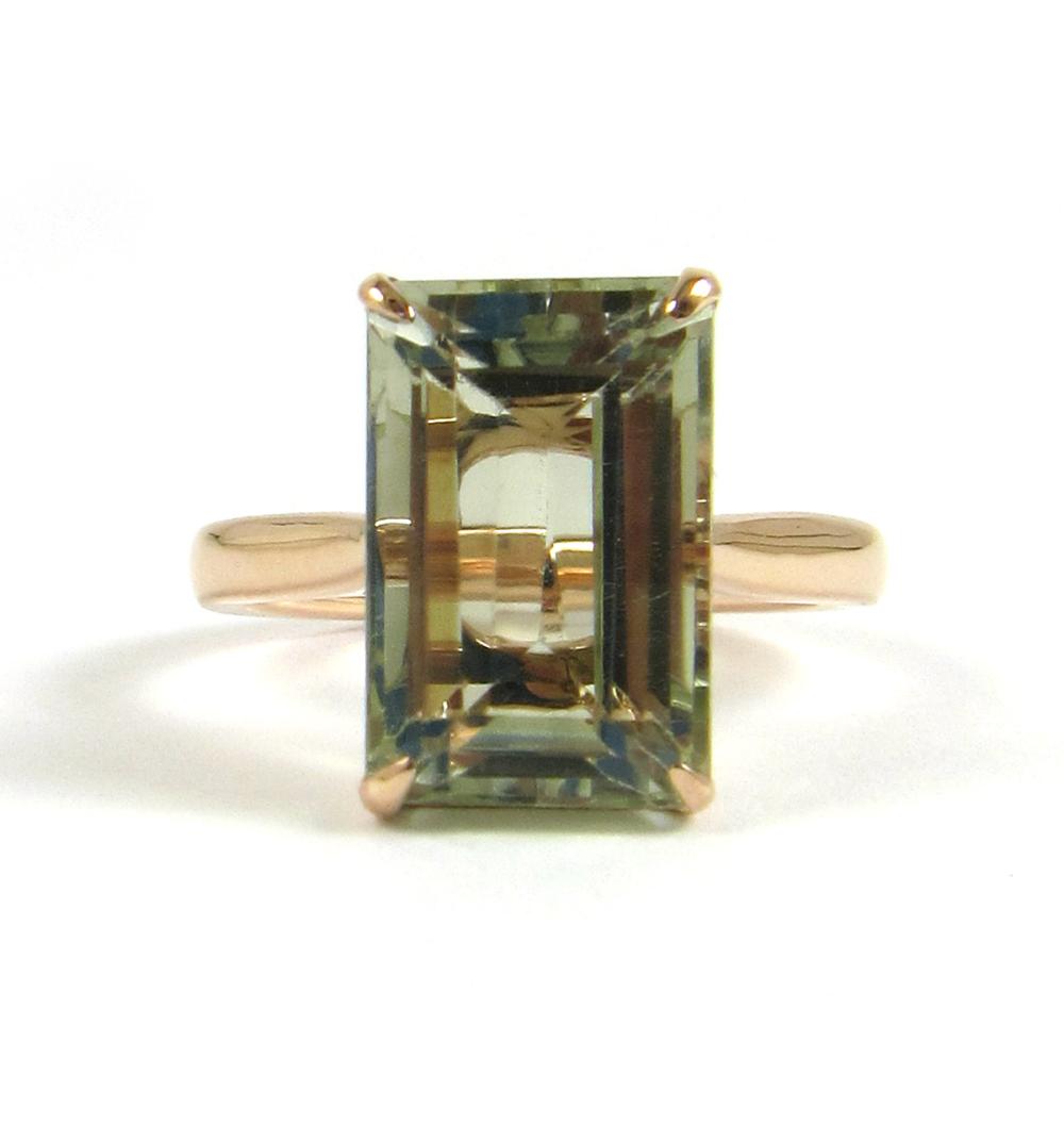 GREEN PRASIOLITE QUARTZ SOLITAIRE