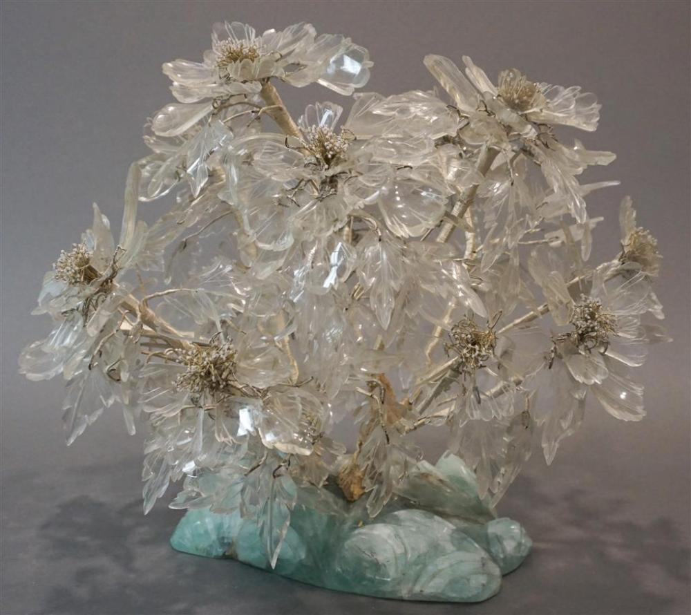 GREEN QUARTZ AND CUT GLASS