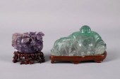 GREEN QUARTZ FIGURE OF HOTEI A