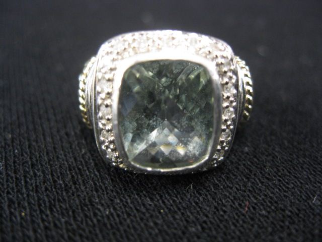 Green Quartz Ring 5 carat cushion