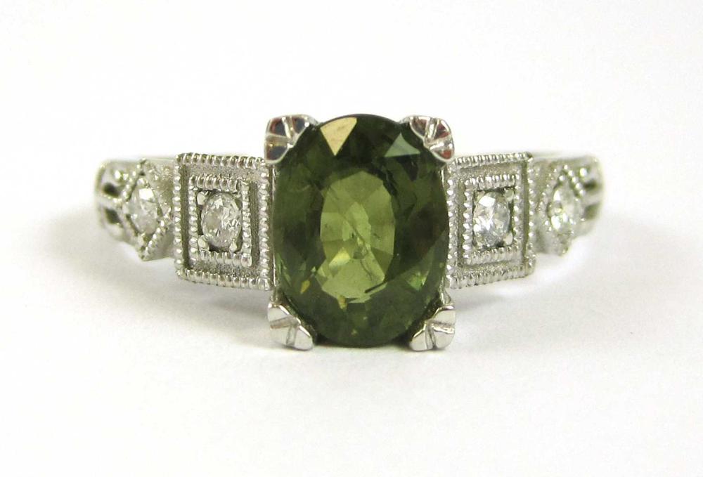 GREEN SAPPHIRE, DIAMOND AND