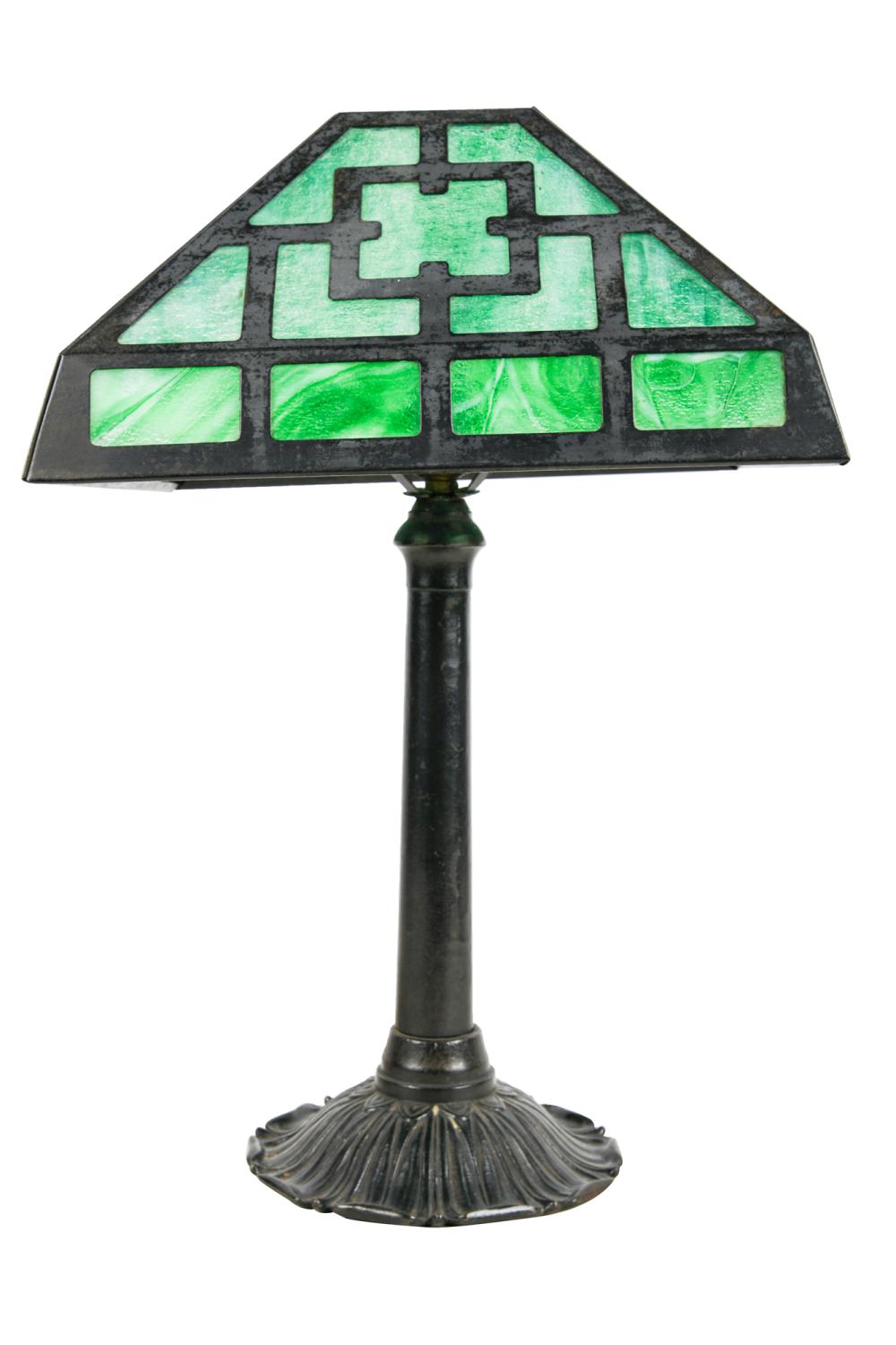 GREEN SLAG GLASS & PATINATED