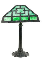 GREEN SLAG GLASS & PATINATED M