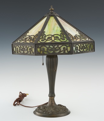 Green Slag Glass Table Lamp Green