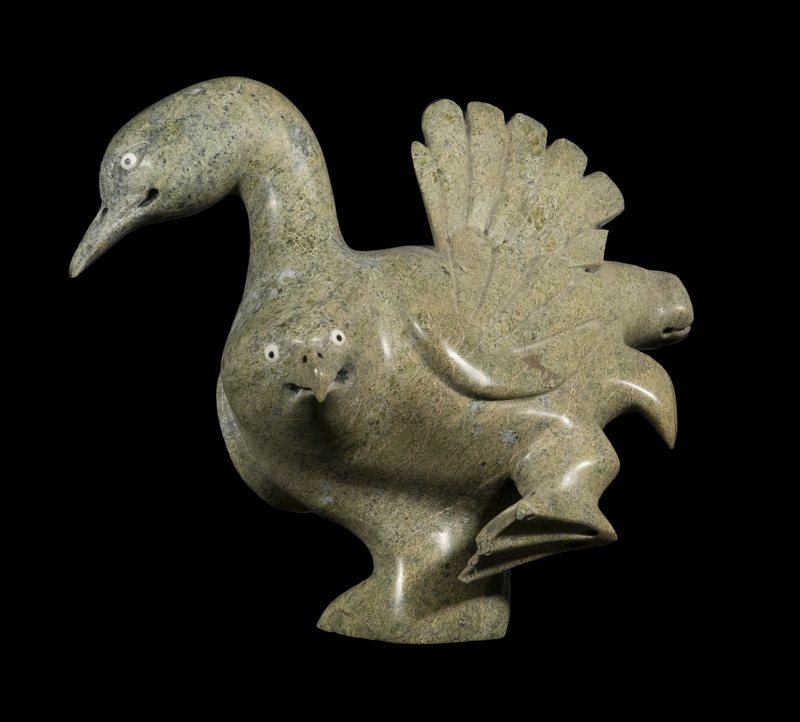 GREEN SOAPSTONE INUIT CARVING