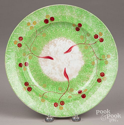 GREEN SPATTER BERRY PLATEGreen
