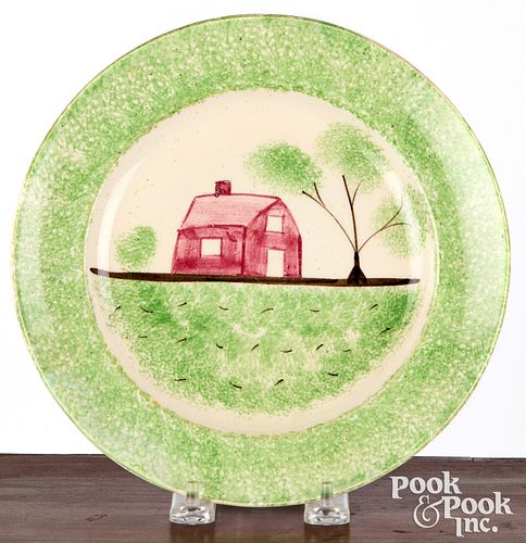 GREEN SPATTERWARE SCHOOLHOUSE