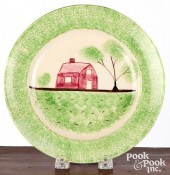 GREEN SPATTERWARE SCHOOLHOUSE