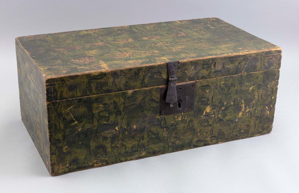 GREEN SPONGE-PAINTED STORAGE BOX