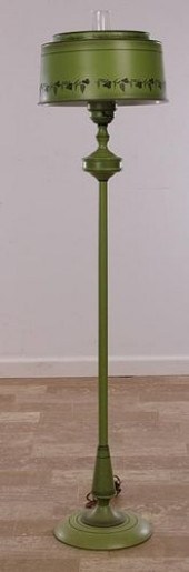 GREEN TOLEWARE FLOOR LAMPGreen