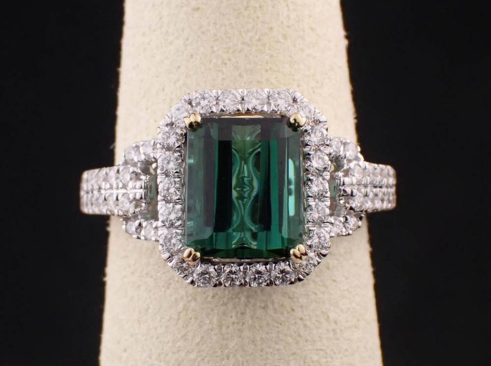 GREEN TOURMALINE AND EIGHTEEN KARAT