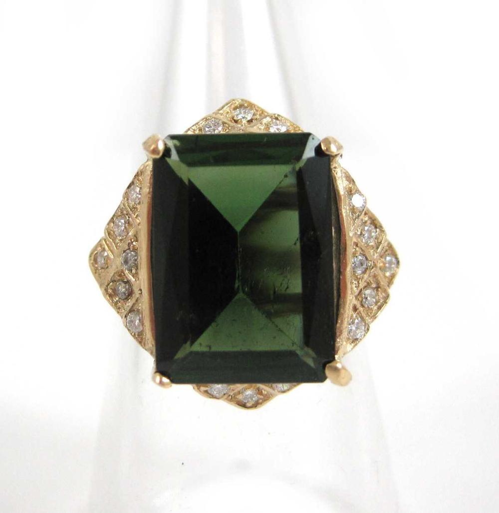 GREEN TOURMALINE AND FOURTEEN KARAT