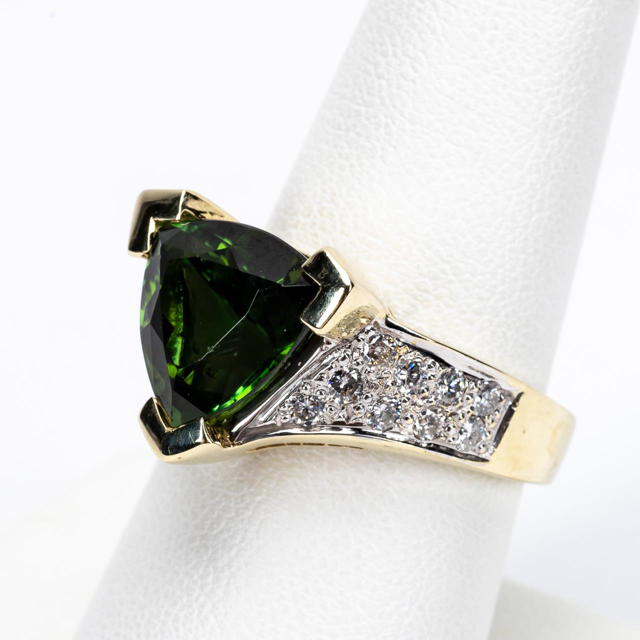 GREEN TOURMALINE, DIAMOND & 14K