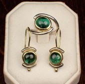 GREEN TOURMALINE RING AND EARR