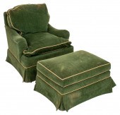GREEN UPHOLSTERED CLUB CHAIR A