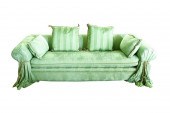 GREEN UPHOLSTERED SOFAwith a m
