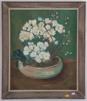 GREENMAN. WHITE FLOWERS, OIL O