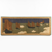 GRENFELL HOOKED RUG OF SAILING