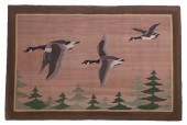 GRENFELL RUG OF GEESE Three Ca