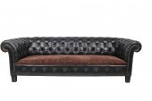 GREY-BLUE LEATHER CHESTERFIELD