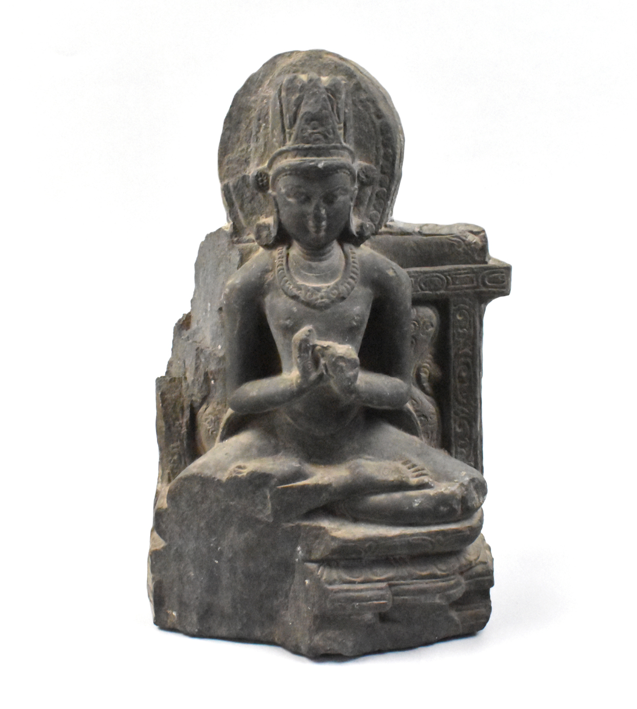 GREY SCHIST FIGURE OF SEATED