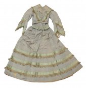 GREY TAFFETA DRESS, MID-19TH C