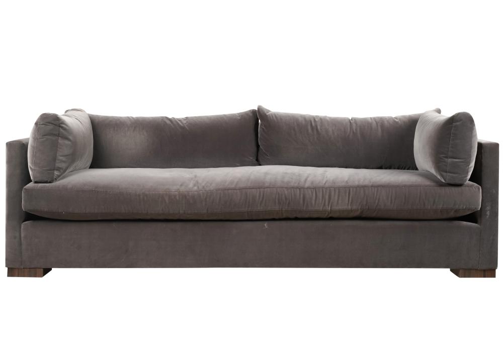 GREY VELVET-UPHOLSTERED SOFAGrey