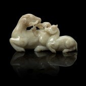 GREYISH WHITE JADE CARVING OF