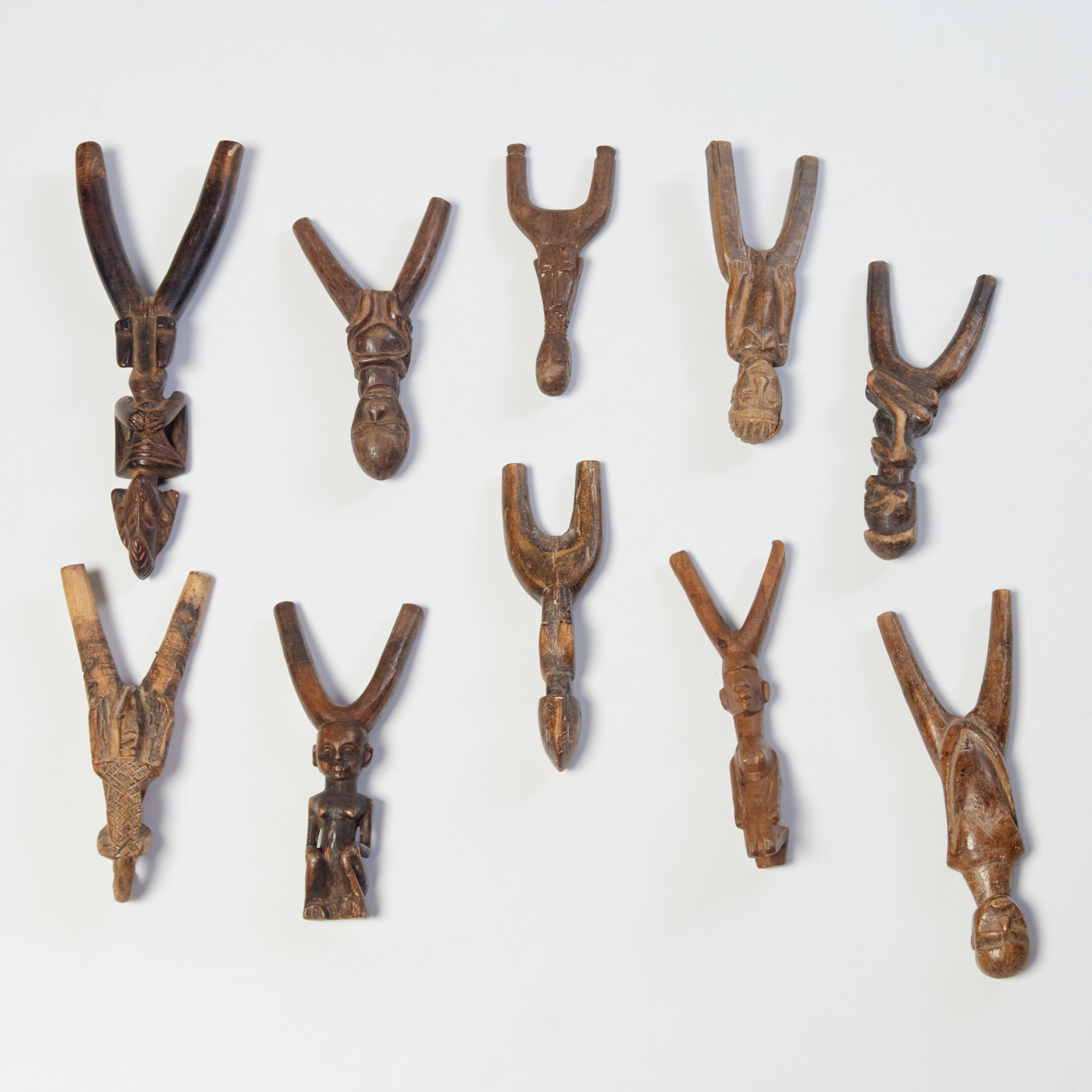 GROUP (10) AFRICAN CARVED WOOD