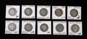 GROUP, 10 BARBER HALF DOLLAR C