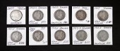 GROUP, 10 BARBER HALF DOLLAR C