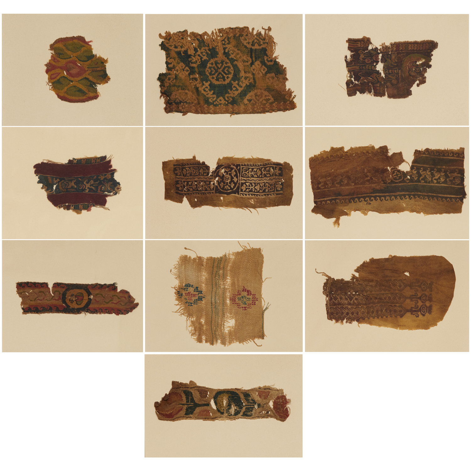 GROUP (10) COPTIC TEXTILE FRAGMENTS