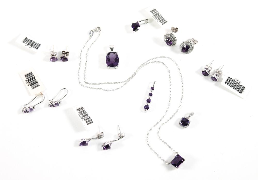 GROUP, 10 NEW 925 AMETHYST PENDANTS