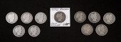 GROUP, 11 BARBER HALF DOLLAR C