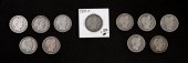 GROUP, 11 BARBER HALF DOLLAR C