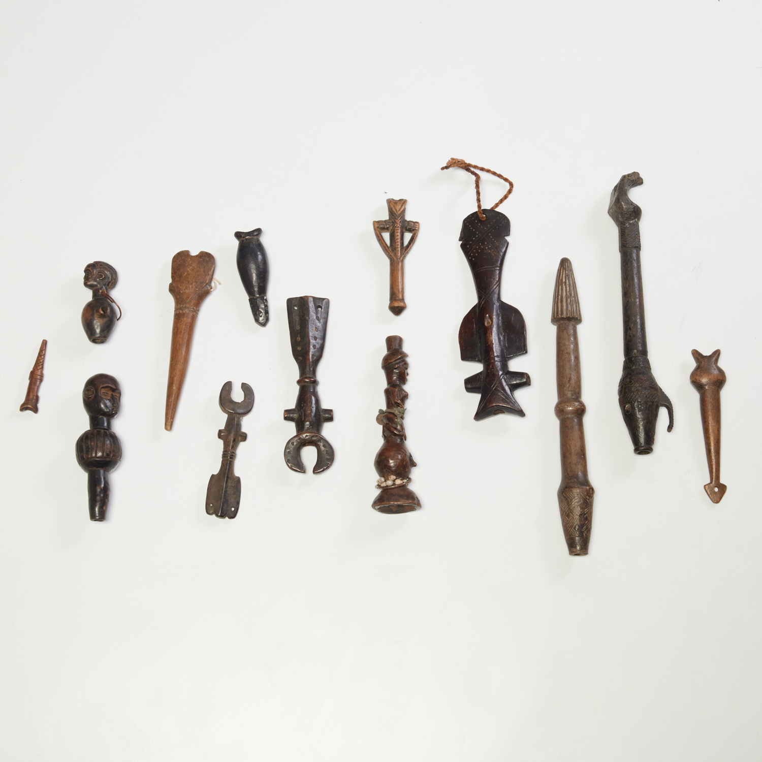 GROUP (13) AFRICAN CARVED WOOD