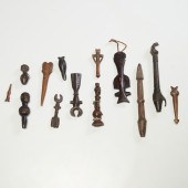 GROUP (13) AFRICAN CARVED WOOD