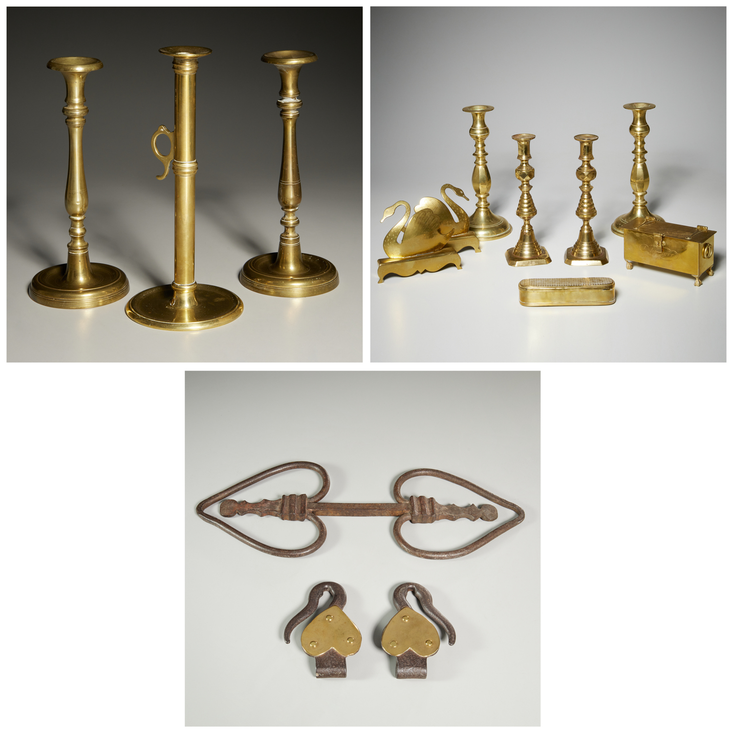 GROUP (14) ANTIQUE BRASS OBJECTS