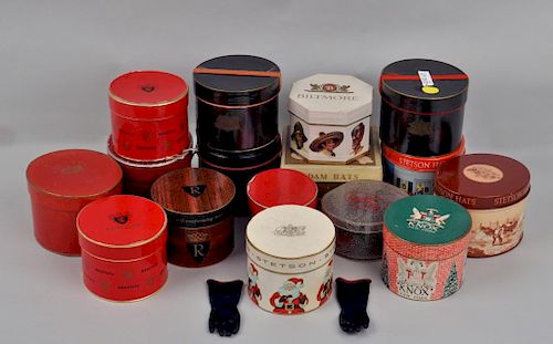 GROUP 15 MINIATURE HAT BOXES AND 13