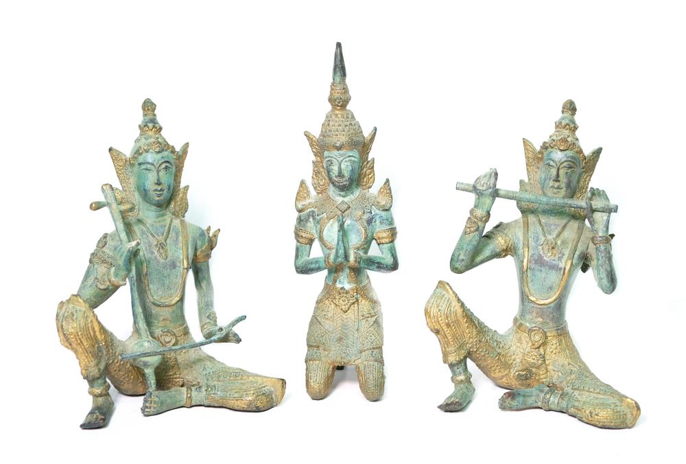 GROUP, 3 GILDED BRONZE THAI