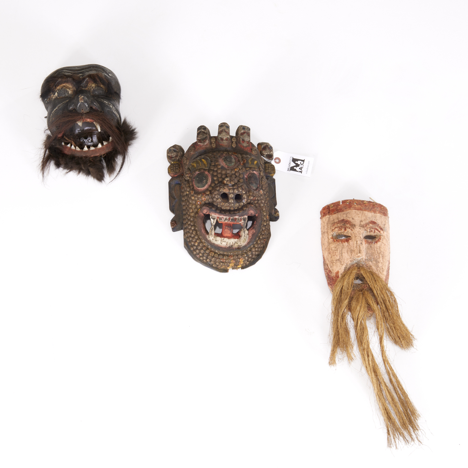 GROUP (3) INDONESIAN MASKS 20th c.,