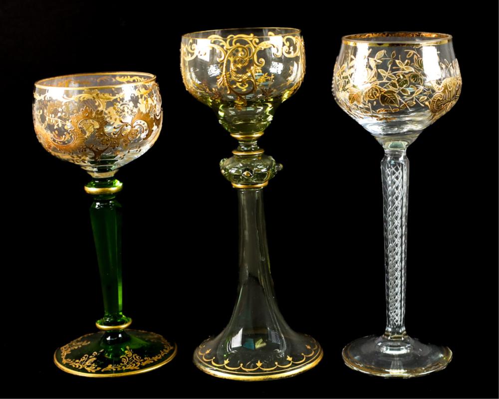 GROUP, 3 MOSER BOHEMIAN GLASS &