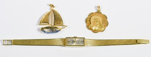 GROUP 3 PIECES 18K JEWELRY1st item: