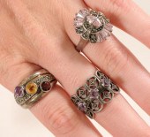 GROUP, 3 VINTAGE GEMSTONE & MA