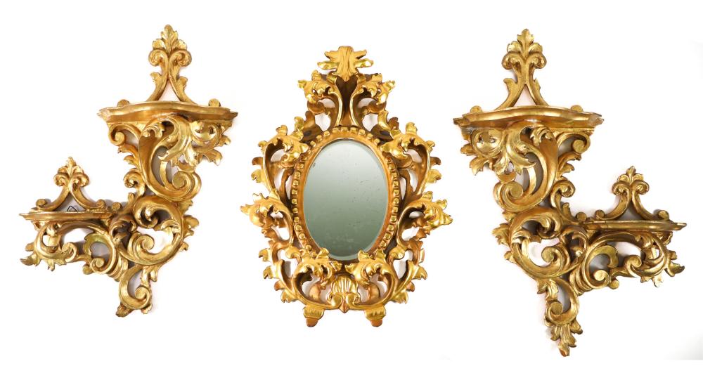 GROUP, 3 VINTAGE ITALIAN GILTWOOD